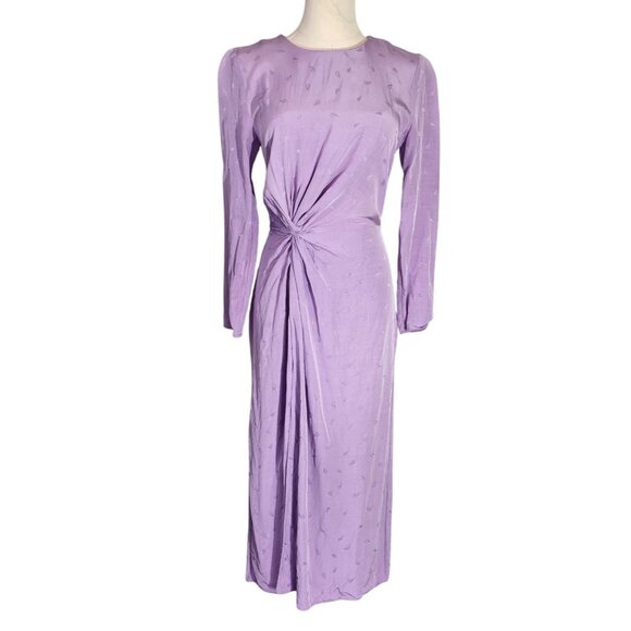 Paris Atelier & Other Stories Lavender Midi Dress With Knot Detail Womens Size 2 - Picture 1 of 16